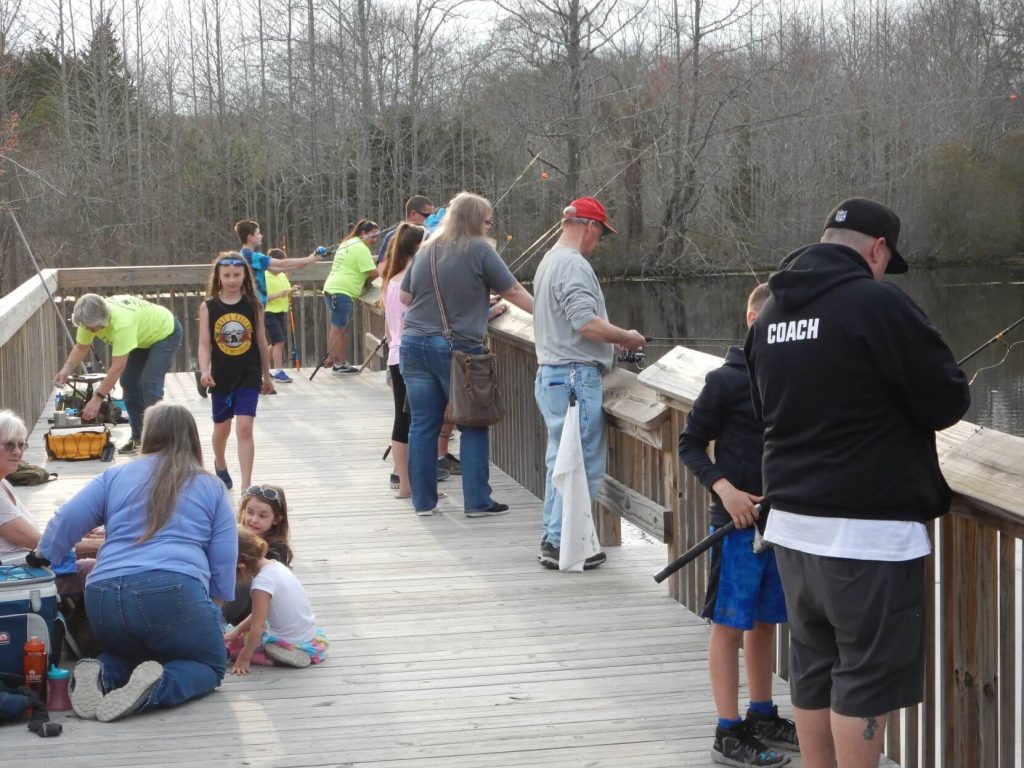 Cape May County 4-H Tightlines Fishing Club members and their parents at a 2019 fishing gathering.