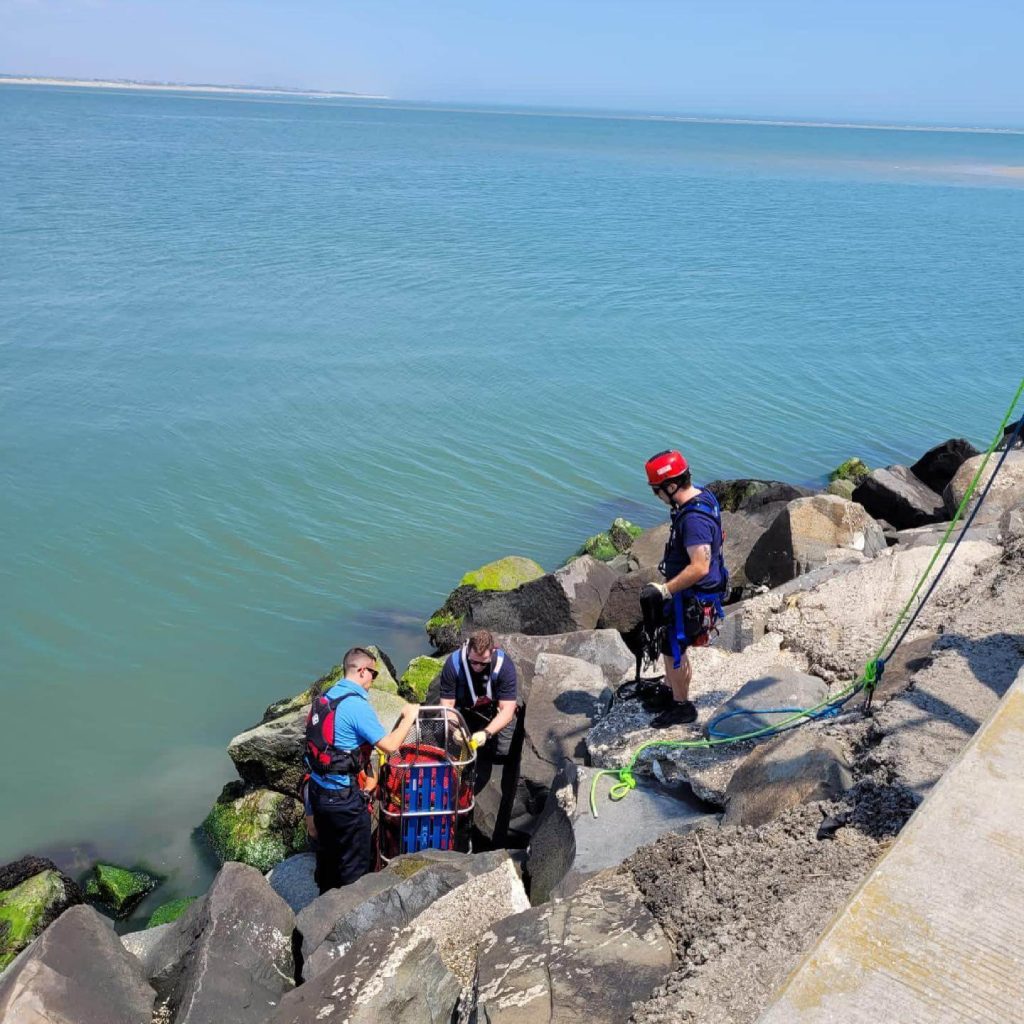 Emergency personnel June 7 rescued a fall victim from the North Wildwood Seawall. The victim was transported to a local hospital for medical treatment.