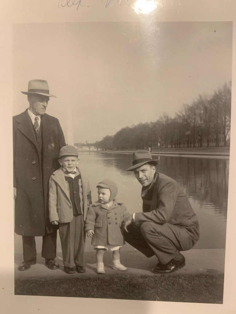 Pictured in front of the Washington Monument in 1948