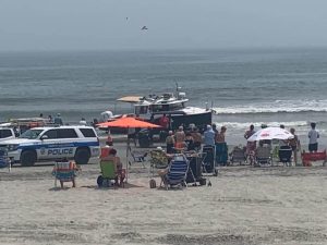 Those enjoying the waves and sun at North Wildwood's 13th Street beach July 20 received an unlikely visitor