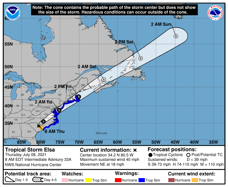 Tropical Storm Elsa Forecast