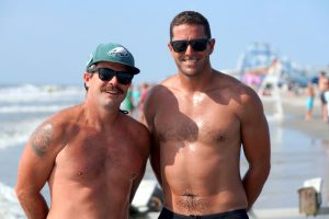 The 2021 winners of the 46th Bud Tarbotton Memorial Around the Island Row -  Sean Duffey and Mike McGrath of the Longport Beach Patrol.