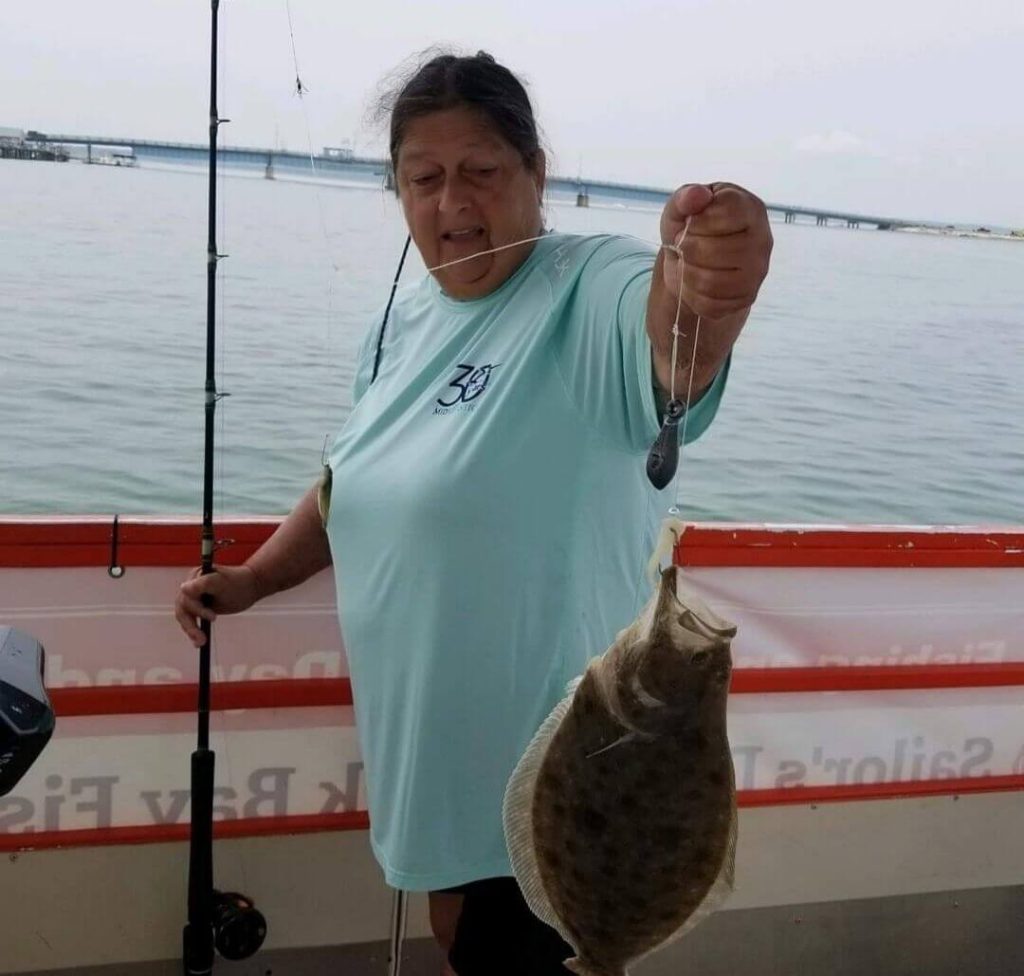 Linda and her flounder.