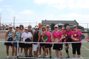 Members of the Soroptimists of Cape May County snap a photo at Wildwood Crest's pickleball courts during the organization's first pickleball tournament.