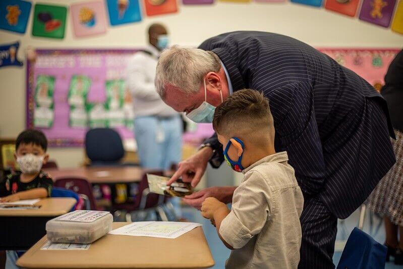 Gov. Phil Murphy visits a pre-k classroom and holds a press conference at Dr. Charles Smith Early Childhood Center Sept. 16.