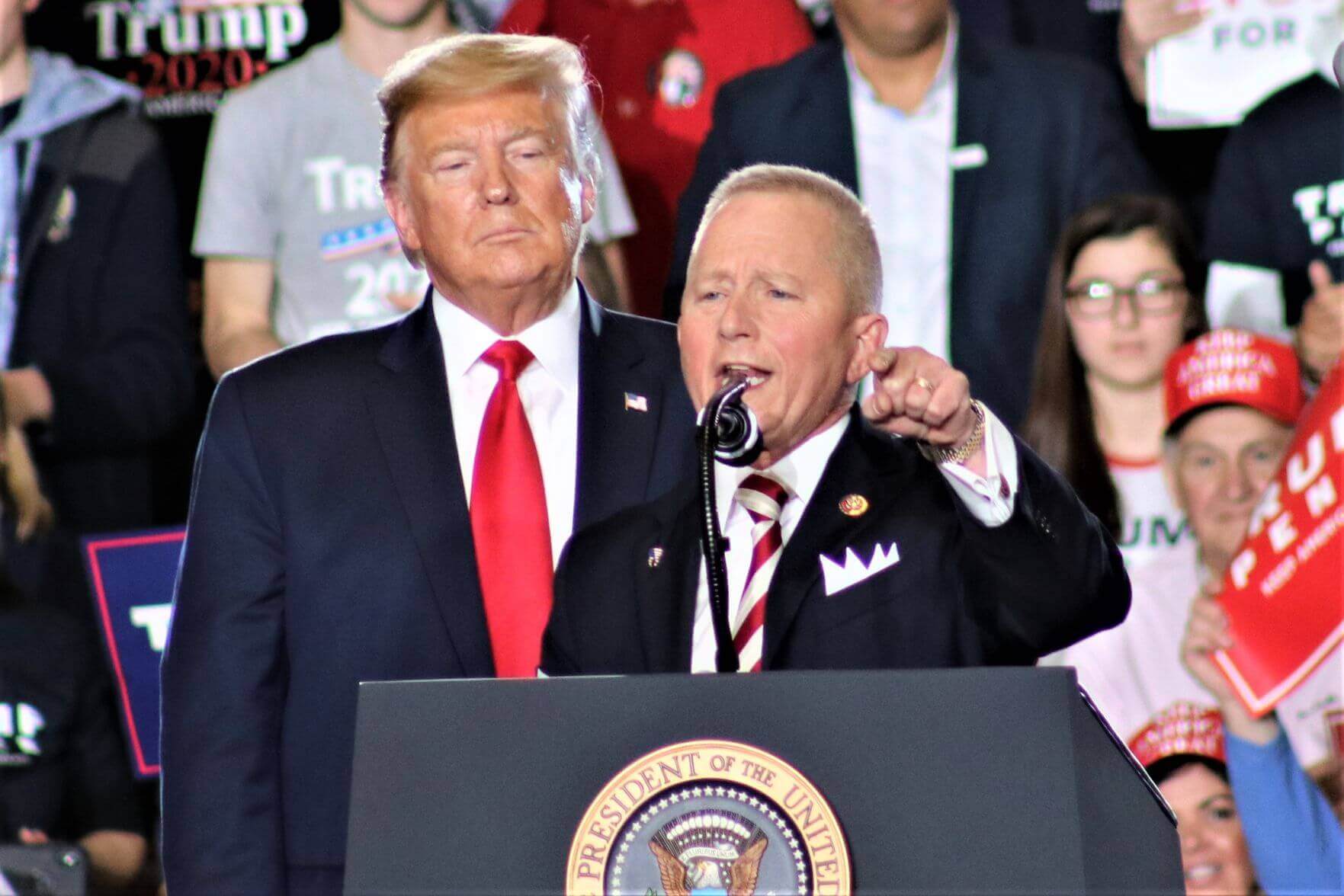 U.S. Rep. Jeff Van Drew (R-2nd) speaking next to President Donald Trump at Trump's Wildwood Rally