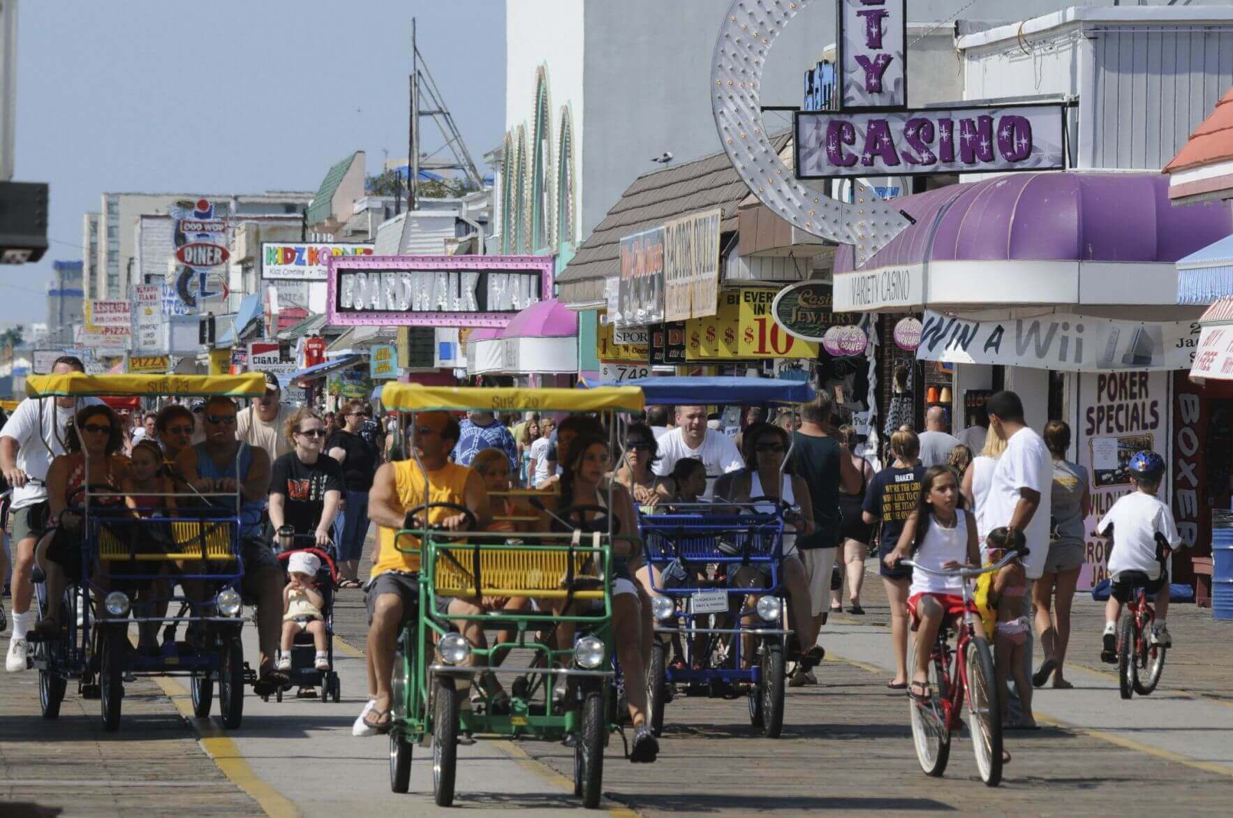 Visitors pack the Wildwoods Boardwalk.