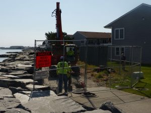 Workers continue construction to North Wildwood's seawall Oct. 8. The work is being done on the edge of Anglesea Colony Gardens