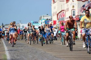Bicyclists ride along Ocean City Boardwalk in this file photo.
