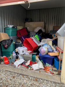 This storage unit was “tossed” and family Christmas decorations