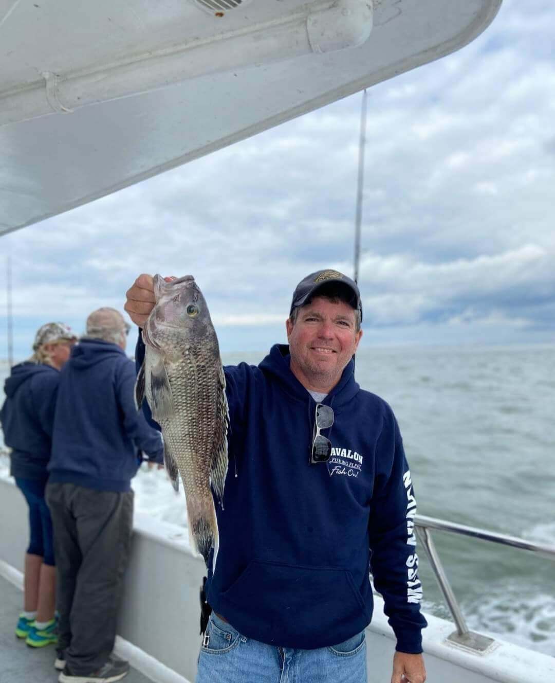 Bud Duffy with a nice keeper sea bass.