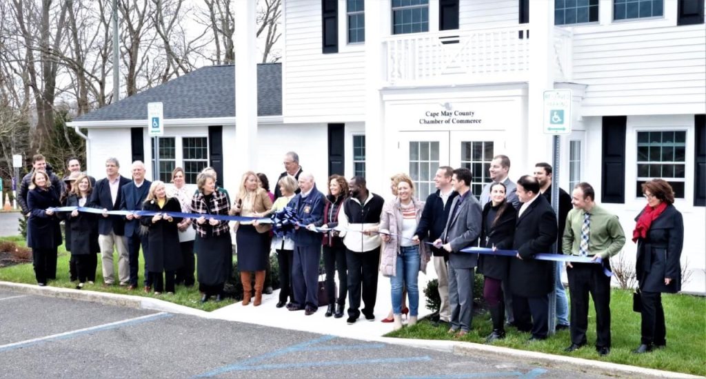 Chamber members and officials stand outside of the newly renovated Cape May County Chamber of Commerce Headquarters. 