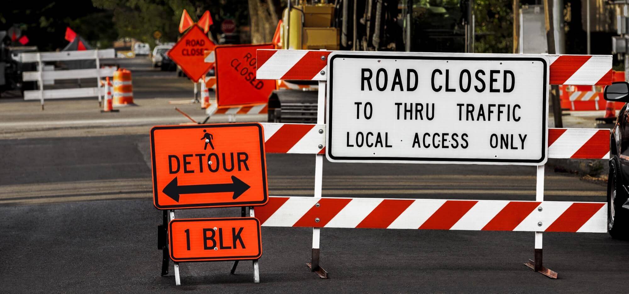 Road Closed Detour Sign