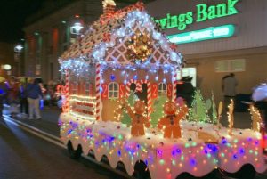 A Wildwood Christmas parade float from a prior year's event.