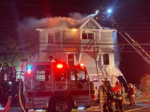 Stone Harbor fire crews work in freezing temperatures to put out the blaze in a Bayfront home on Stone Harbor Boulevard in Middle Township.