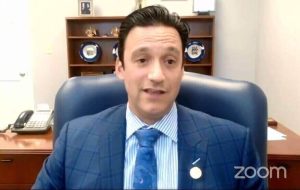 State Sen. Michael Testa (R-1) speaks at a virtual press conference in January 2022.