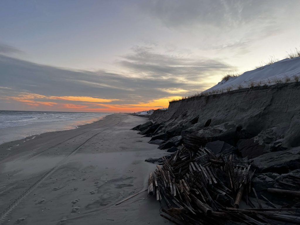 The beach near 13th street in Avalon shows erosion after a winter storm passed through in Feb. 2022.