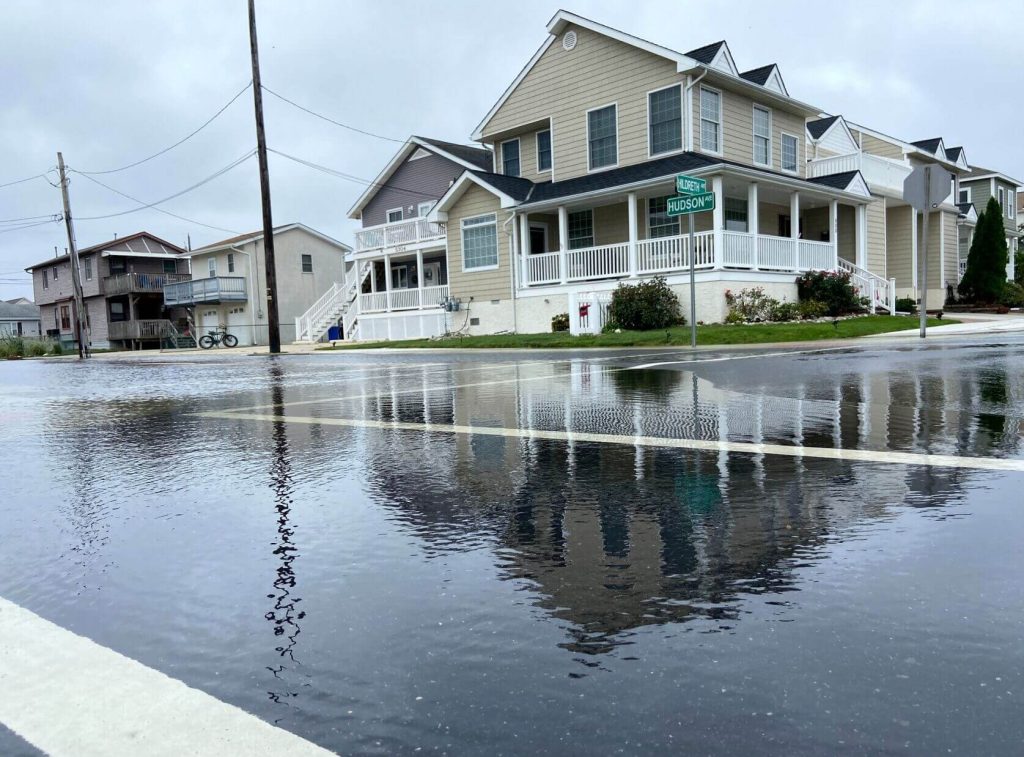 A flooded intersection in Wildwood.