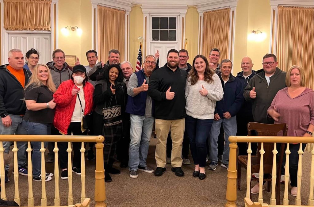 Middle Township Committeeman Jim Norris (center) accepts the endorsement of the Middle Township Regular Republican Organization.