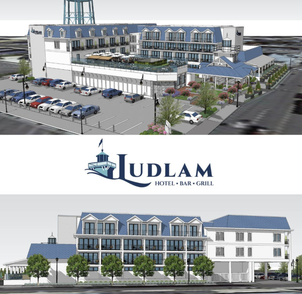 Pictured is a 3D render of the now-approved Ludlam Hotel