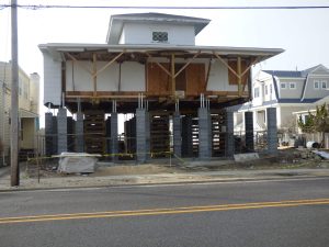 A house being raised in Stone Harbor.