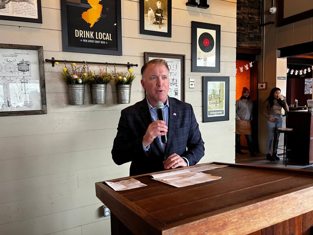 North Wildwood Mayor Patrick Rosenello speaks to the Greater Wildwood Chamber of Commerce at MudHen Brewing Company April 6.  