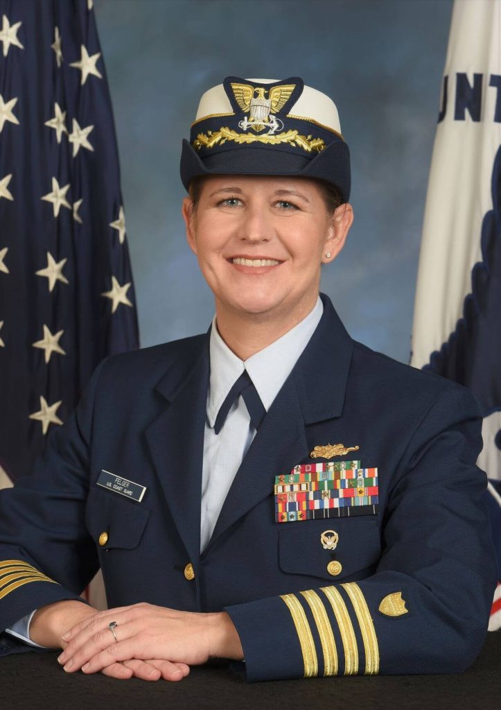 Outgoing Captain Kathy Felger of the U.S. Coast Guard