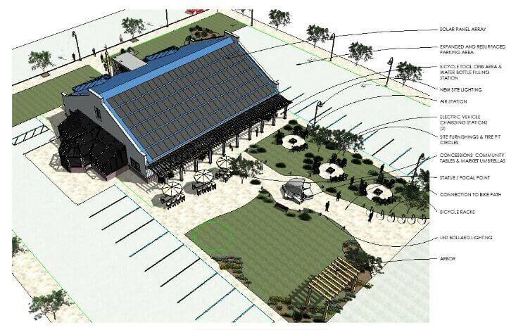 Plans for the Crest Arts Pavilion which includes Phase 2 of the project.