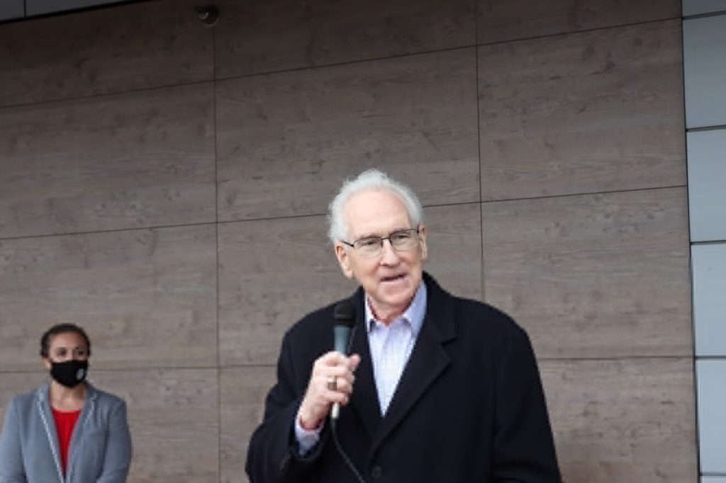 County Commissioner Director Jefrey Pierson speaks at the opening of the new Community Based Outpatient Clinic May 11.