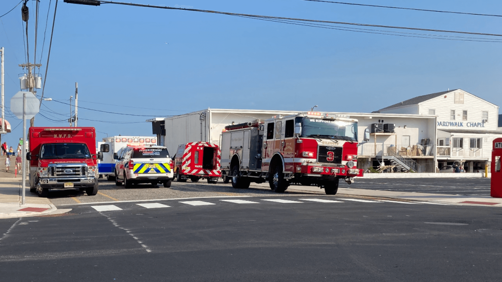 Emergency vehicles on Youngs Avenue in Wildwood June 8. Authorities were unable to save one man