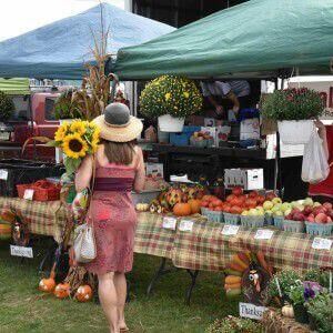 A shopper examines goods at the full-time Wildwood Farmer's Market.