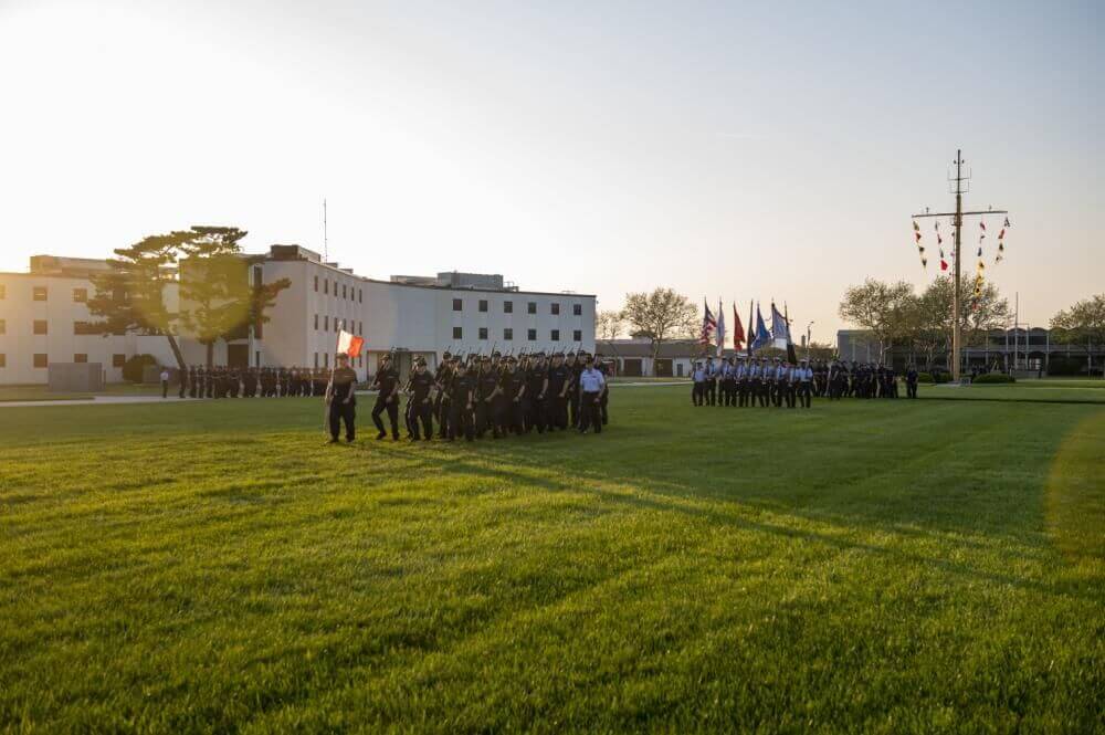 A past sunset parade at Coast Guard Training Center Cape May.