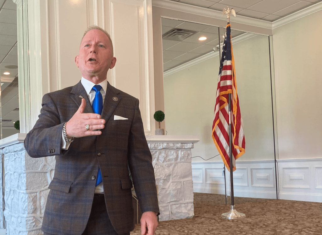 Congressman Jeff Van Drew (R-2) speaks to the Cape May County Chamber of Commerce Aug. 18. Van Drew is running for reelection this fall against Democrat Tim Alexander.