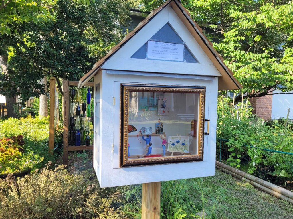 This “Free Little Art Gallery” can be found on Brookdale Road and Clubhouse Drive