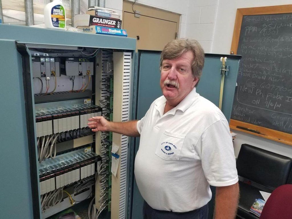 A Cape May Water and Sewer Employee explains equipment in the desalination plant in 2019. City council approved the award of an engineering services contract to construct its much-needed new water treatment plant Sept. 6
