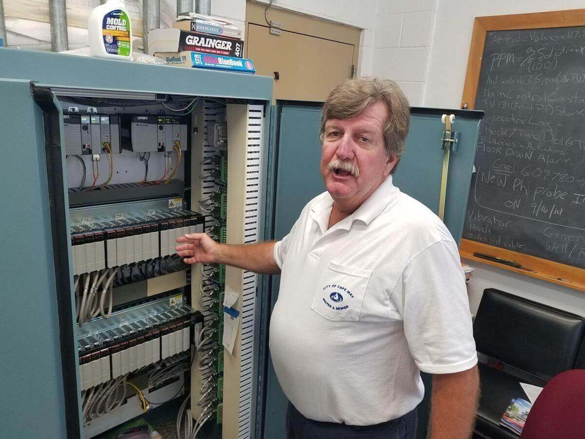 A Cape May Water and Sewer Employee explains equipment in the desalination plant in 2019. City council approved the award of an engineering services contract to construct its much-needed new water treatment plant Sept. 6