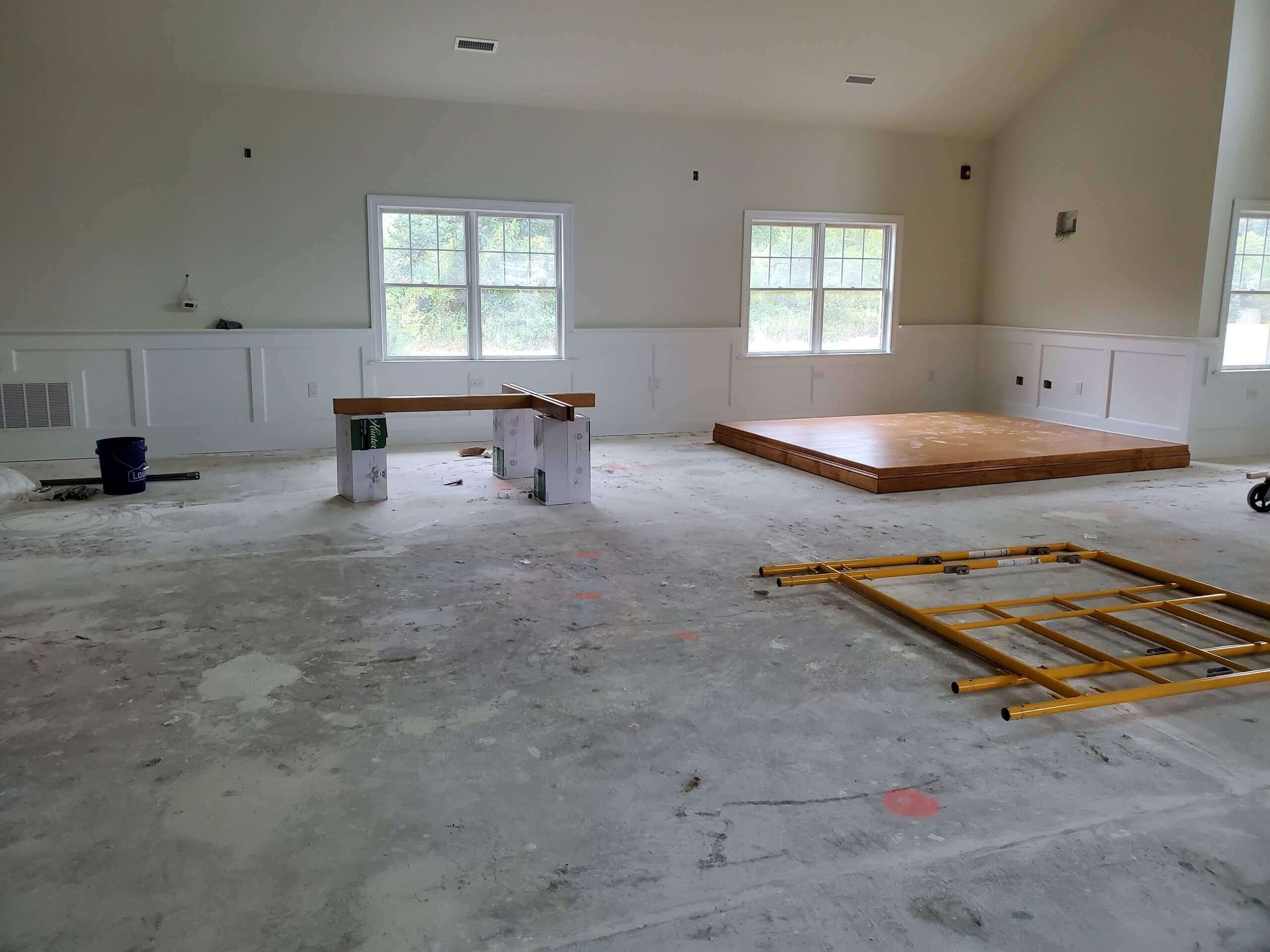 A photo of the worship room at Messiah Lutheran Church in Ocean View as renovations near completion.
