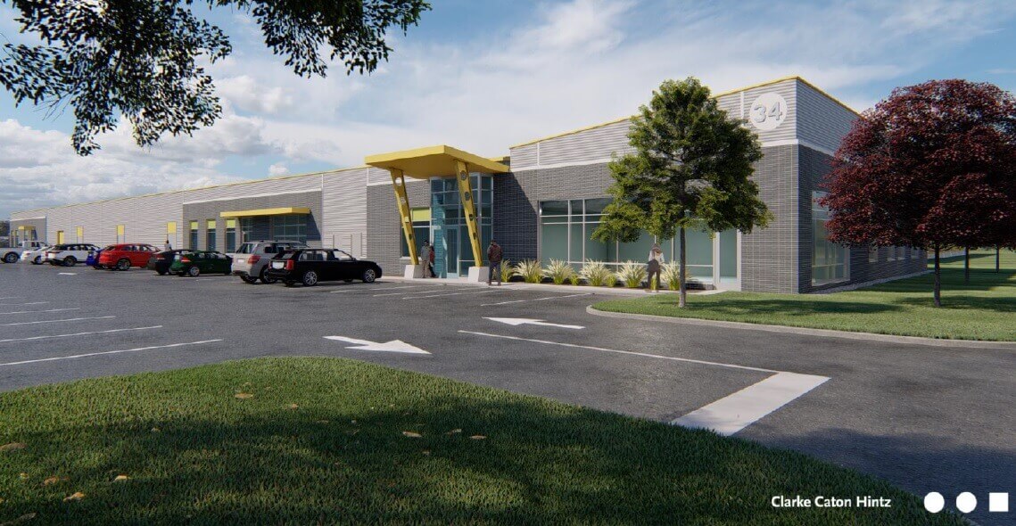 Architect’s rendering of the east side of the proposed multipurpose building