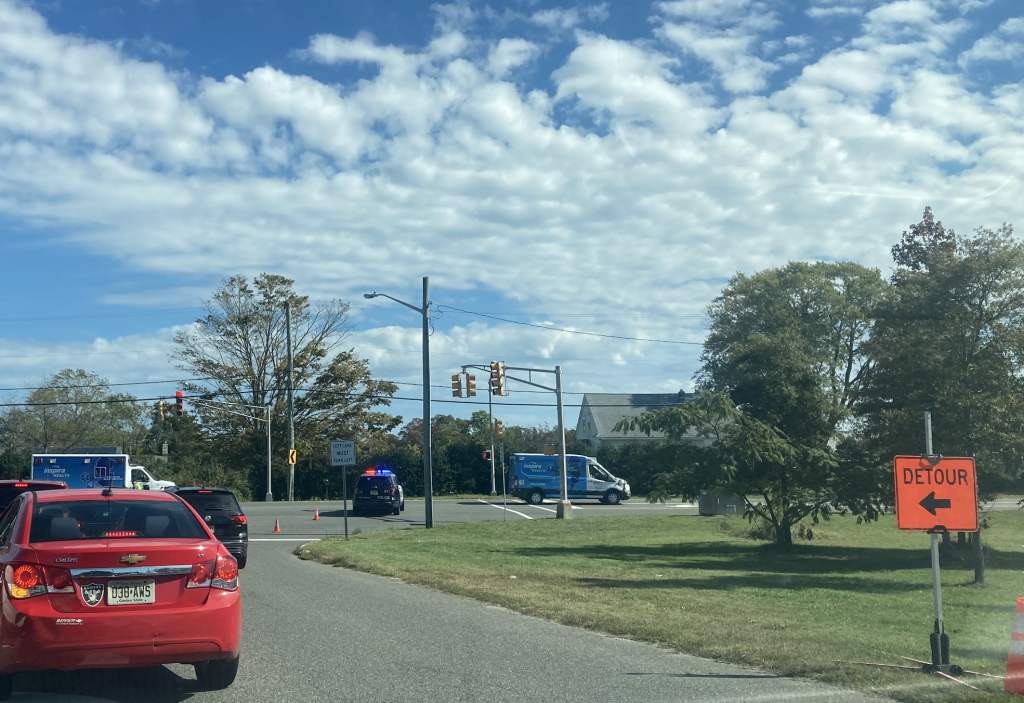 Ambulances head south along Route 9 headed toward LCMR. Police blocked off the stretch of Route 9 in front of the high school Oct. 14