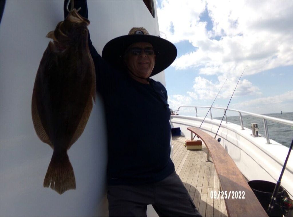 Larry Brunton and his 3.05-pound fluke.