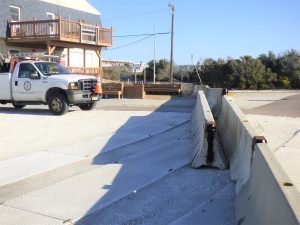 Shown are Jersey barriers the DEP has allowed North Wildwood to place between the dune and the North Wildwood Beach Patrol headquarters at 15th Avenue. North Wildwood has not been waiting for authorization from the DEP to take other measures to protect its shoreline. 