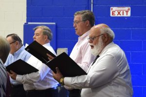 A row of men – equipped with deep voices – sing as a part of the Angelus Community Singers at Avalon’s Veteran’s Day ceremony Nov. 11.
