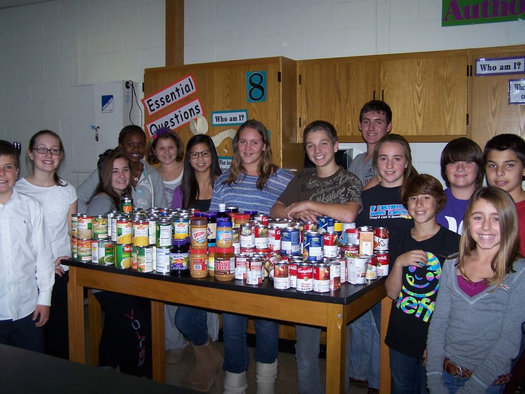 A file photo of Crest Memorial School students who donated to a local food bank.