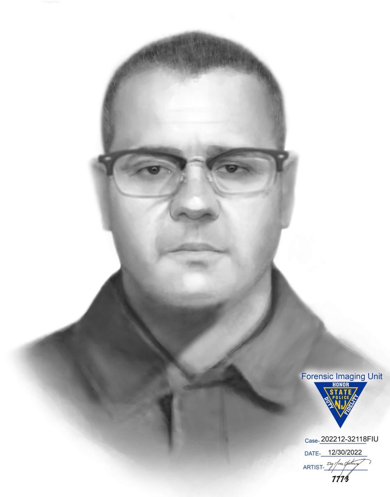 A police sketch of a man