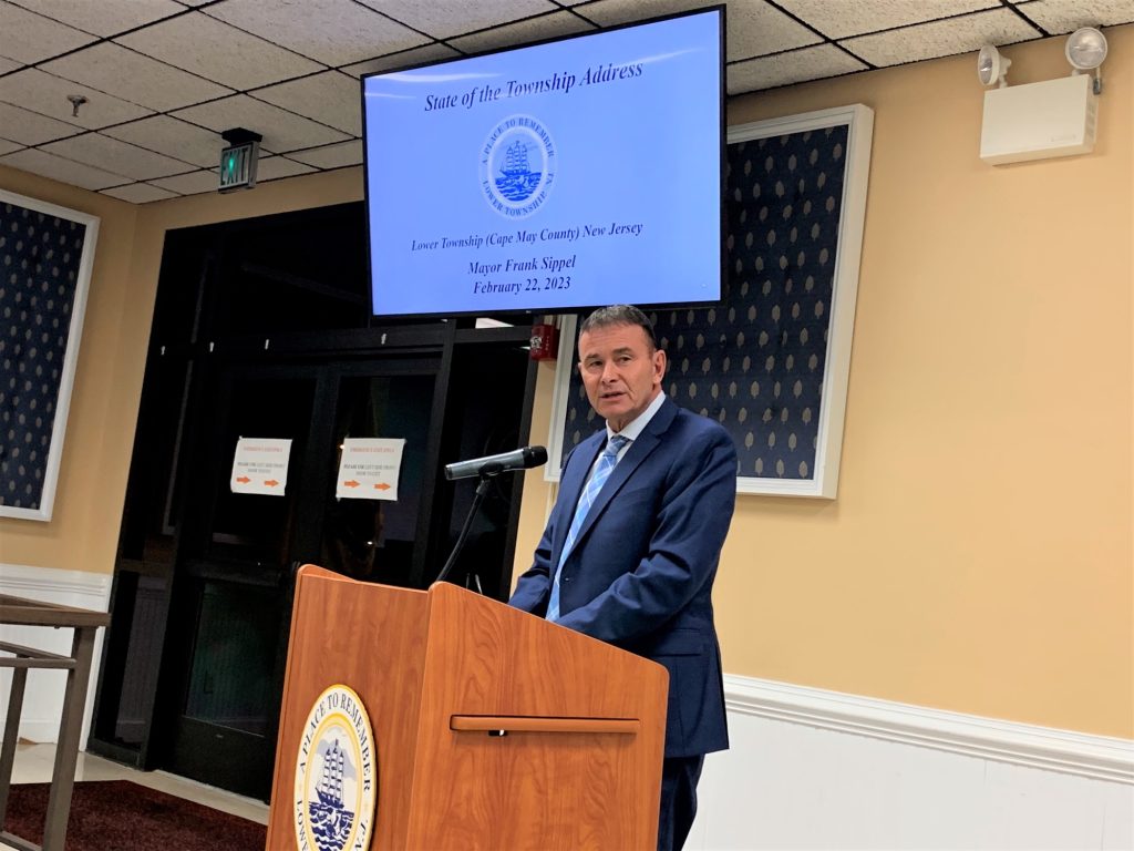 Mayor Frank Sippel gives his State of the Township address at the Feb. 22 Lower Township Council meeting. The mayor highlighted various township projects