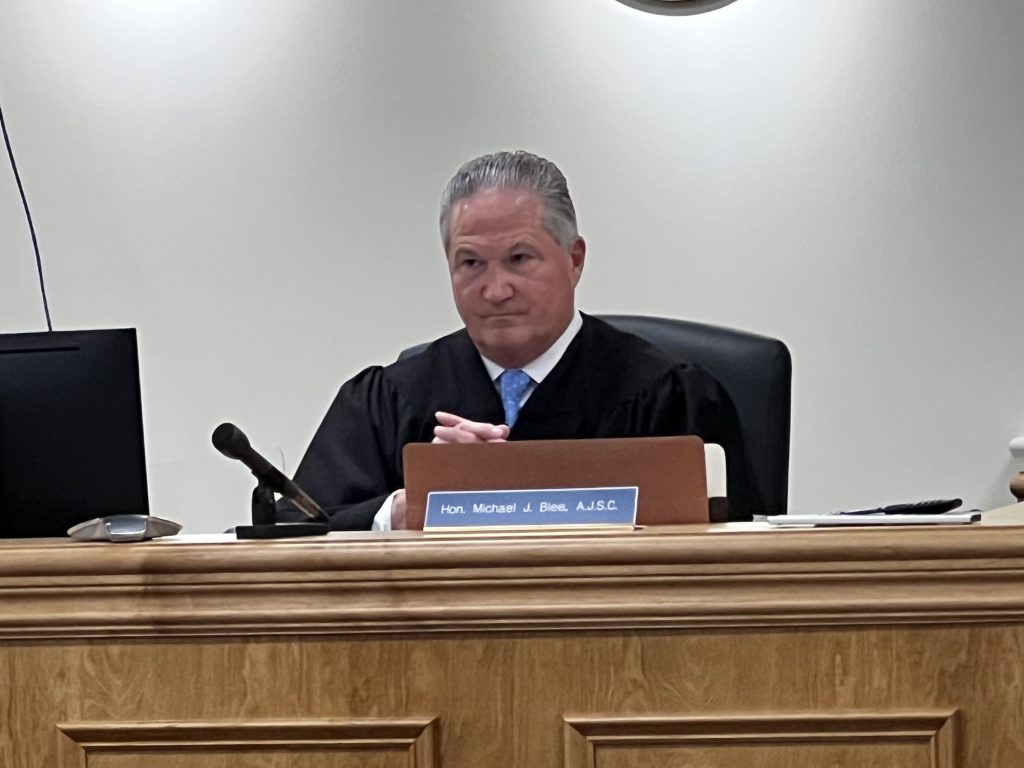 Judge Michael J. Blee presiding in Cape May County Superior Court Feb. 1. 