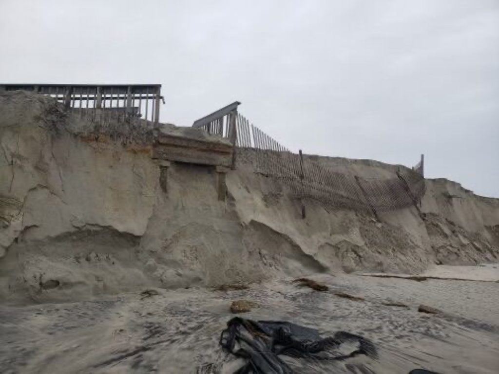 A photo submitted to the Herald by North Wildwood Mayor Patrick Rosenello shows a cliff at the end of the 15th Avenue beach path. The “picture speaks a thousand words