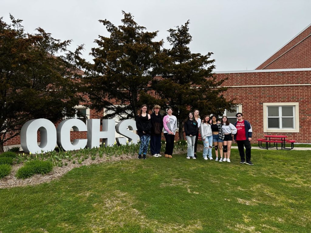 Some of the Ocean City High School students who took part in a walkout to protest gun violence in America stand for a photograph outside the school. The walkout