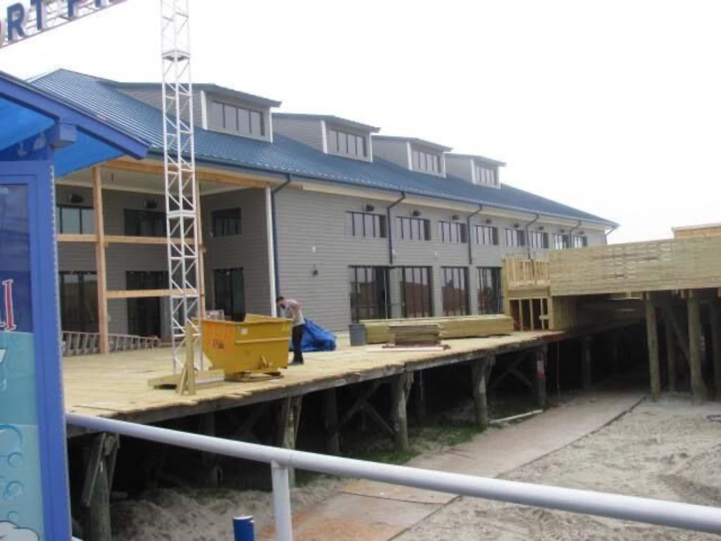 Construction on Seaport Pier nearing completion in June 2018. In the background