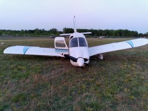 Shown is the private plane that was the subject of a reported plane crash at the Cape May County Airport. The plane shows damage from an obviously rough landing